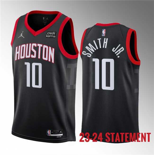 Men%27s Houston Rockets #10 Jabari Smith Jr. Black 2023 Statement Edition Stitched Basketball Jersey Dzhi->houston rockets->NBA Jersey